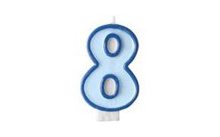 Birthday candle 8, blue, 7 cm