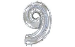 Silver Foil Number Balloon - 115 cm - 9