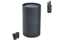 ORION Round Plastic Knife Stand with Bristles BLACK