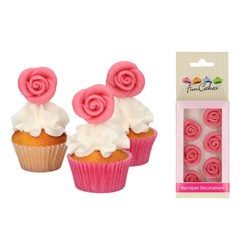 Marzipan Decorations Roses Pink Set/6