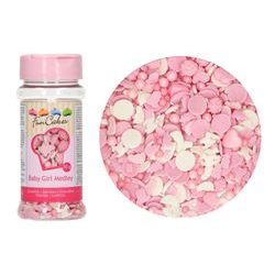 Růžové a bílé cukrové zdobení Baby Girl 50 g