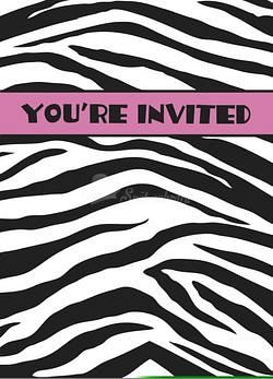 Pozvánky - Zebra Passion - 8 ks 10*14 cm - UNIQUE - Pozvánky na oslavy -  Oslavy a party dekorace - Svět cukrářů