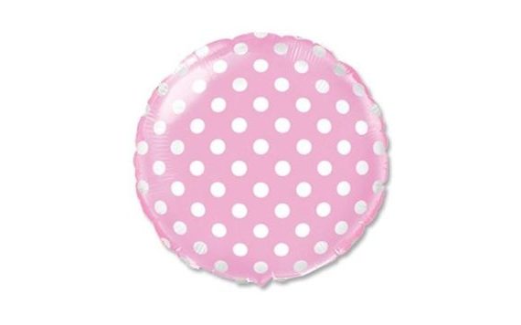 ROUND PINK FOIL BALLOON WITH WHITE DOTS 45 CM
