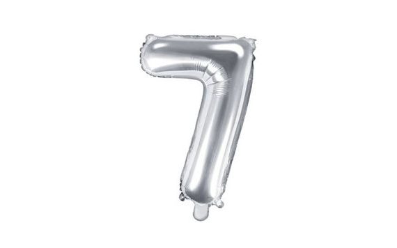 BALLOON FOIL NUMERALS SILVER 35 CM - 7 (CANNOT FILL WITH HELIUM)