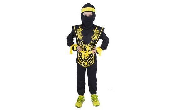 CHILDREN'S NINJA COSTUME YELLOW SIZE S