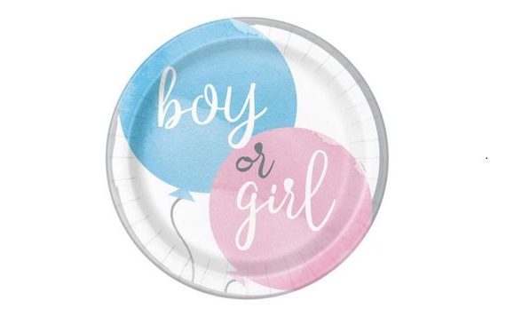 TALÍŘE GENDER REVEAL "KLUK ALEBO HOLKA" - "BOY OR GIRL" 22CM, 8KS