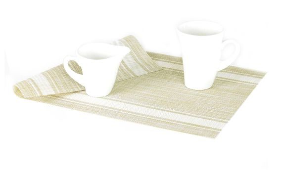 PLASTIC PLACEMAT BEIGE WITH CREAM STRIPES
