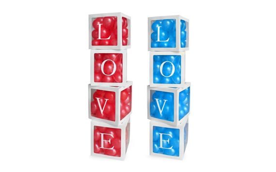 DEKORATIVNÍ BOXY NA BALÓNKY LOVE 4 KS