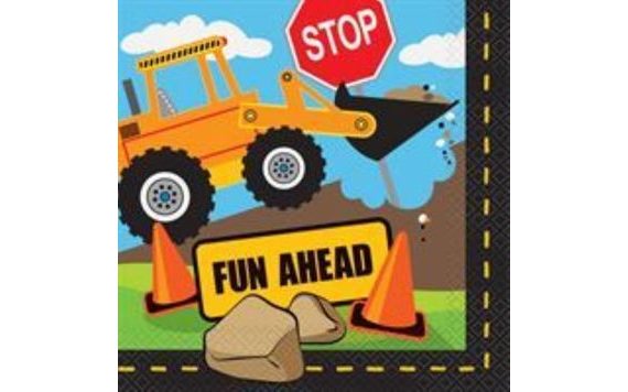CONSTRUCTION-THEMED PAPER NAPKINS - 33X33 CM - 16 PCS