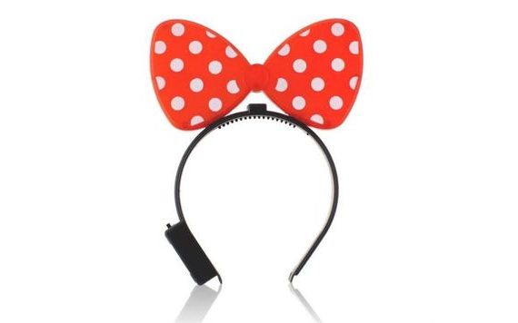 FLASHING HEADBAND WITH RED BOW WITH POLKA DOTS