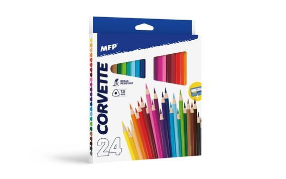 CRAYONS 24 PCS TRIANGULAR WITH PENCIL SHARPENER