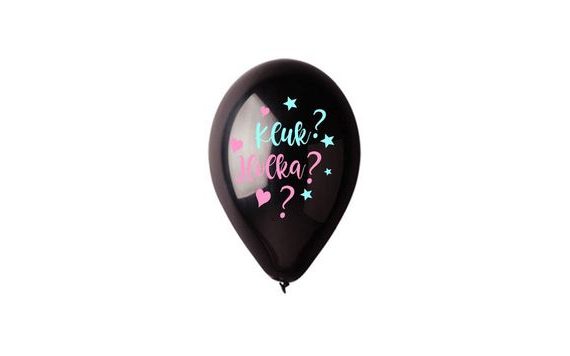 BALÓNEK ČERNÝ S ČESKÝM NÁPISEM " KLUK? HOLKA ? " - GENDER REVEAL - 30 CM -1 KS