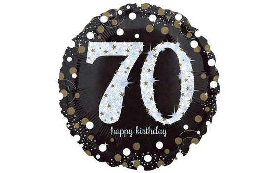 FÓLIA LÉGGÖMB 70 ÉV - HAPPY BIRTHDAY - SZÜLETÉSNAP - 43 CM