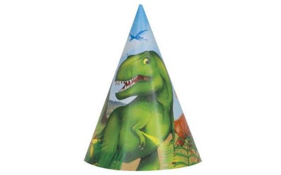 PARTY HATS DINOSAUR 8 PCS