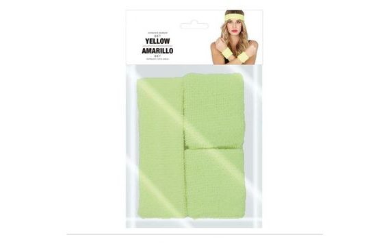 NEON YELLOW HEADBAND AND SWEATBAND SET