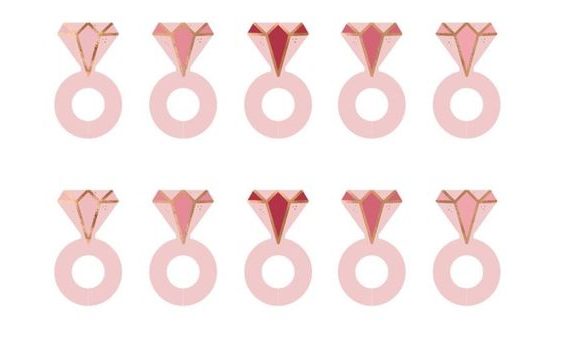 GLASS DECORATION RINGS - WEDDING - BACHELORETTE PARTY - 10 PCS