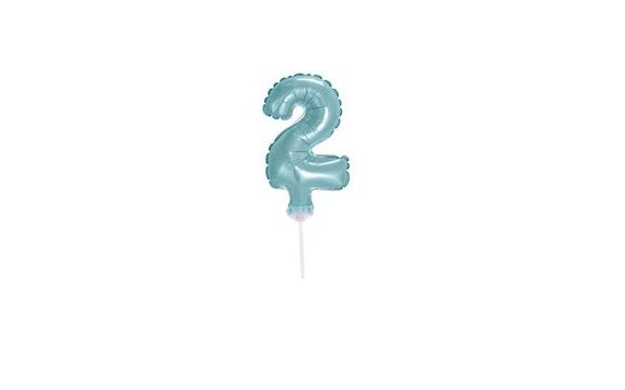 BALLOON FOIL NUMERALS TURQUOISE (TIFFANY) 12,5 CM - 2 WITH HOLDER
