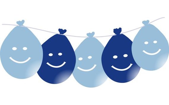 VISIACE BALÓNIKY S ÚSMEVOM 5KS MIX MODREJ