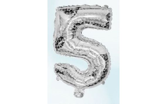 BALLOON FOIL NUMERALS SILVER 35 CM - 5 (CANNOT FILL HELIEM)