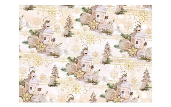 WRAPPING PAPER LUX - CHRISTMAS LAMP WITH DECORATIONS - SHEET 100X70 CM