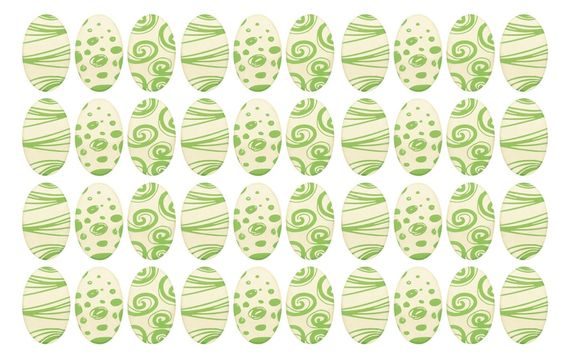 PAINTED CHOCOLATE EGGS WHITE - GREEN 165 PCS