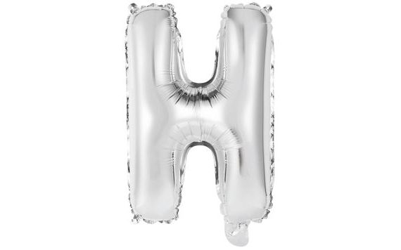 SILVER LETTER H BALLOON 40 CM