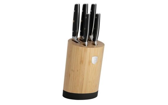 BERLINGERHAUS KNIFE SET WITH BAMBOO STAND 6 PCS BLACK SILVER COLLECTION BH-3136