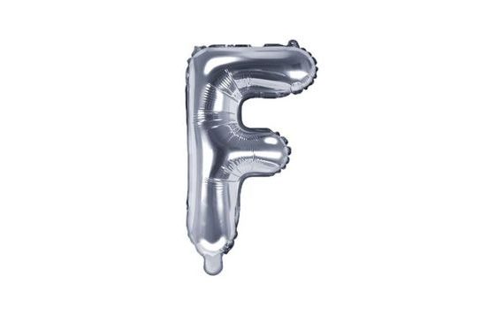 BALLOON FOIL LETTER "F", 35 CM, SILVER (NELZE PLNIT HELIEM)