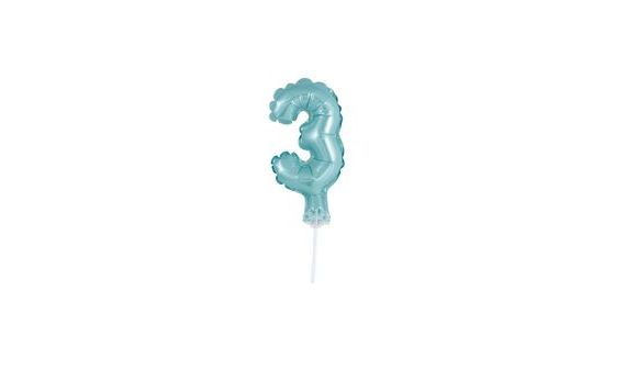 FÓLIA SZÁMJEGYŰ BALLON TÜRKIZ (TIFFANY) 12,5 CM - 3 TARTÓVAL - LUFI - LÉGGÖMB