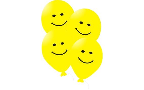 PRINTED SMILEY BALLOONS 5PCS YELLOW