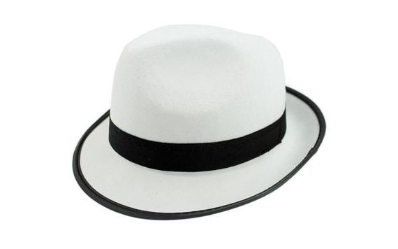 GANGSTERSKÝ KLOBOUK BIELY S ČIERNOU PÁSKOU