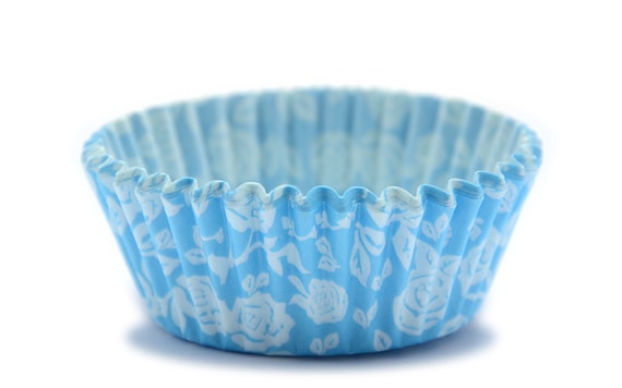CONFECTIONERY PAPER CASES 50 X 30 MM (150 PC.) - ROSES BLUE