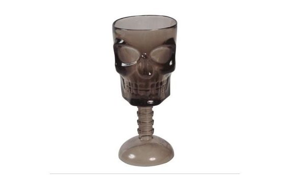 ČERNÝ POHÁR S LEBKOU - 18 CM - HALLOWEEN
