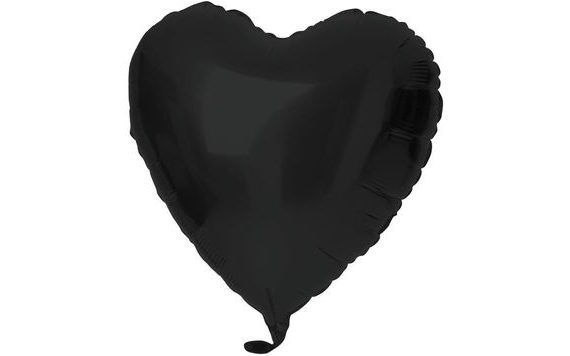 MATTE BLACK HEART-SHAPED FOIL BALLOON - 45 CM