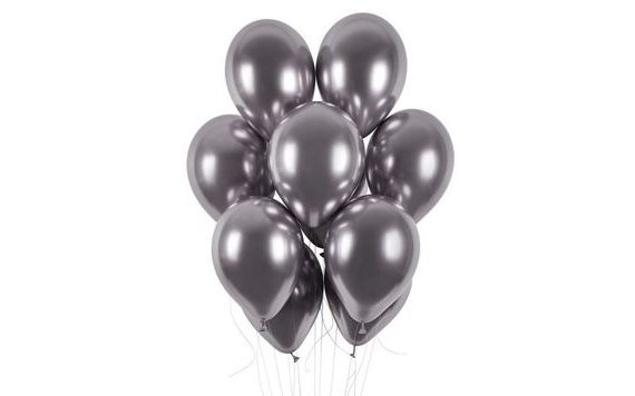CHROMOVANÉ BALÓNKY 50 KS, VESMÍRNE ŠEDÉ LESKLÉ - PRIEMER 33 CM