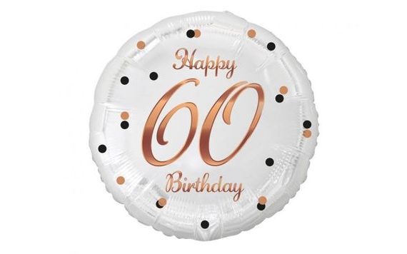 BALÓN FOLIOVÝ 60 LET - HAPPY BIRTHDAY - NAROZENINY - RŮŽOVOZLATÝ NÁPIS - 45 CM
