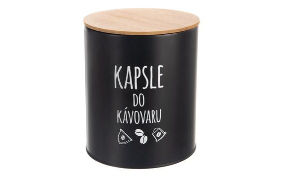 FEKETE KÁVÉKAPSZULA TÁROLÓ DOBOZ 16 CM