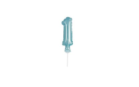 FOIL BALLOON NUMERALS TURQUOISE (TIFFANY) 12,5 CM - 1 WITH HOLDER