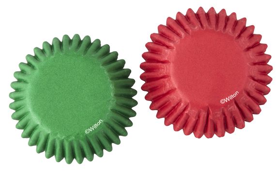 PAPER CUPCAKES 32 X 22 MM - RED-GREEN - 100 PCS