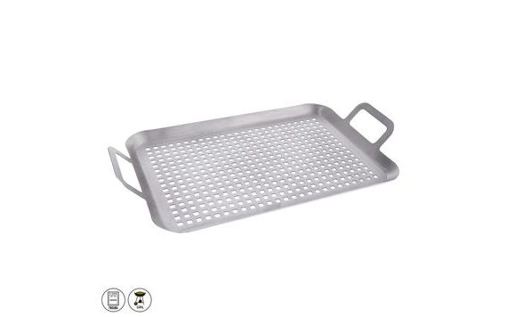 STAINLESS STEEL GRILL PLATE PERFORATED 43X25 CM