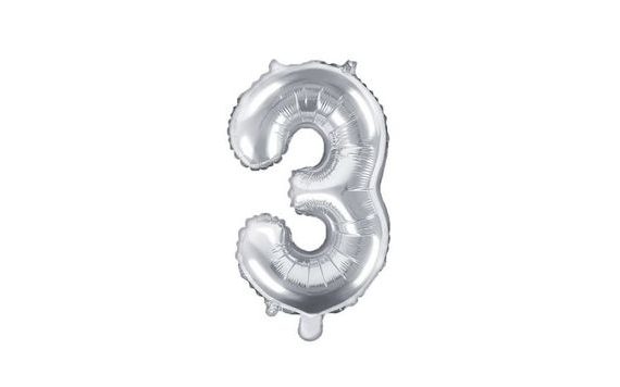 BALLOON FOIL NUMERALS SILVER 35 CM - 3 (CANNOT FILL HELIEM)