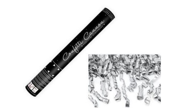 CONFETTI 40CM - SILVER RIBBONS - METALLIC - NEW YEAR'S EVE