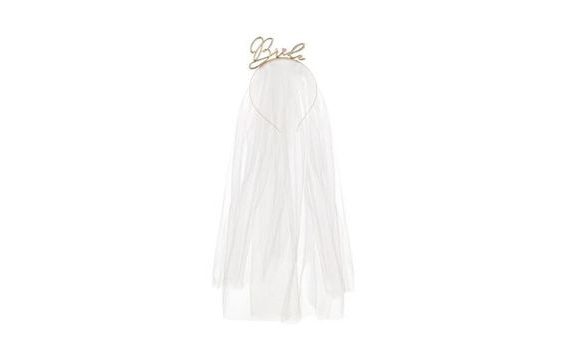 BRIDE HEADBAND WITH VEIL - GOLD - BACHELORETTE PARTY