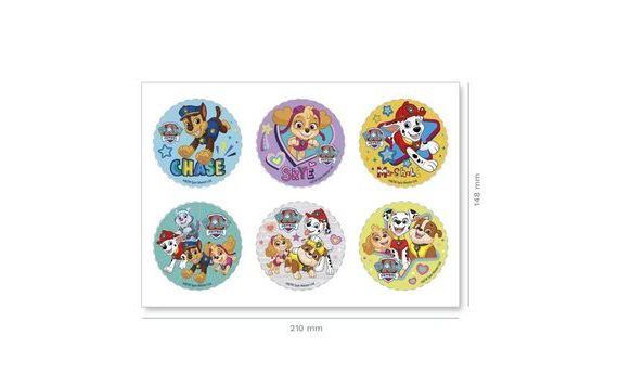 PAW PATROL 6KS DEKORACÍ NA CUPCAKE  5,8CM - TLAPKOVÁ PATROLA