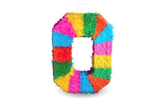 PIÑATA NUMBER " 0 " COLOURED - BREAKABLE, 50X35X7,5 CM