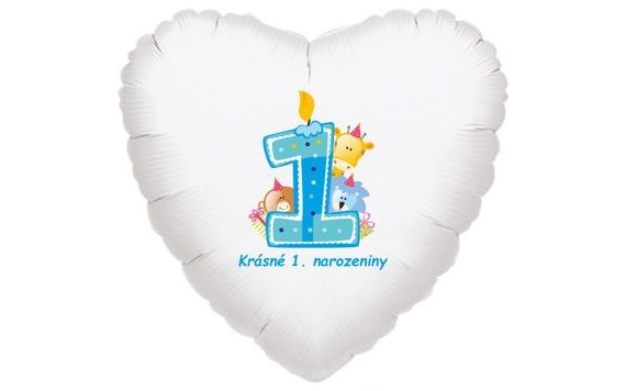 KRÁSNY FÓLIOVÝ BALÓNEK SRDÍČKO NA OSLAVU 1. NARODENÍN CHLAPCA