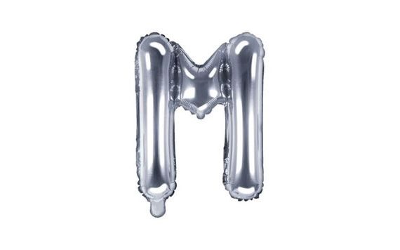 BALLOON FOIL LETTER "M", 35 CM, SILVER (NELZE PLNIT HELIEM)