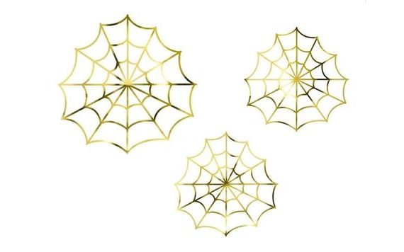 DEKORACE PAVUČINA - ZLATÁ - HALLOWEEN - 3 KS