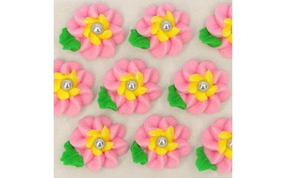 CUKROVÉ DEKORÁCIE – VEĽKÉ KVETY NA PLATÍČKU (9 KS)