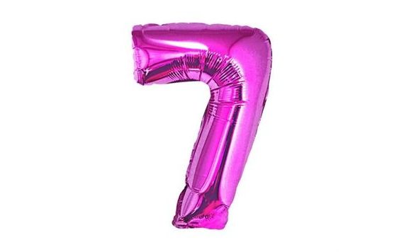 PINK FOIL BALLOON NUMBER 7 35 CM - (CANNOT BE FILLED WITH HELIUM)